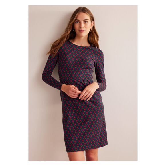 Boden Navy Blue&Red Floral Penelope Dress Sz.12L - Picture 1 of 15